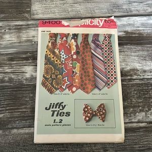 NWT Vintage Simplicity 9400 Jiffy Ties Pattern